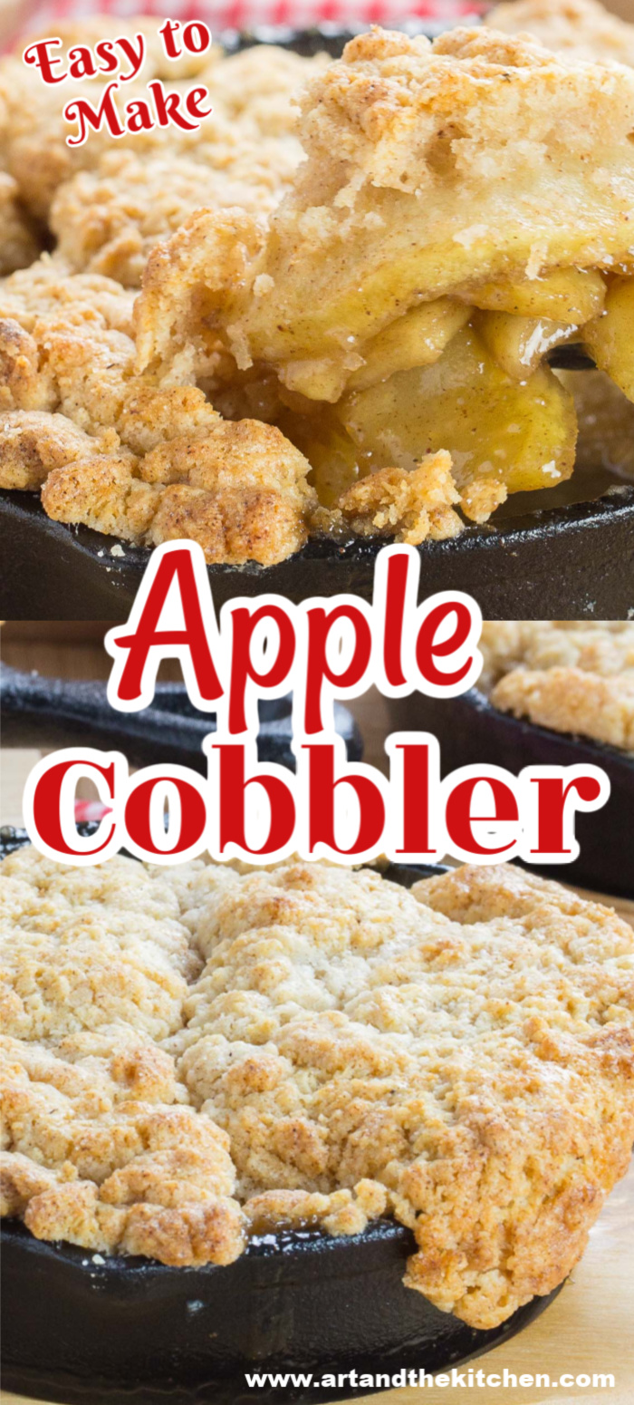 Apple Cobbler es un postre de manzana favorito que es fácil de hacer. Sabroso relleno de manzana y canela con una corteza crujiente mantecosa. vía @artandthekitch