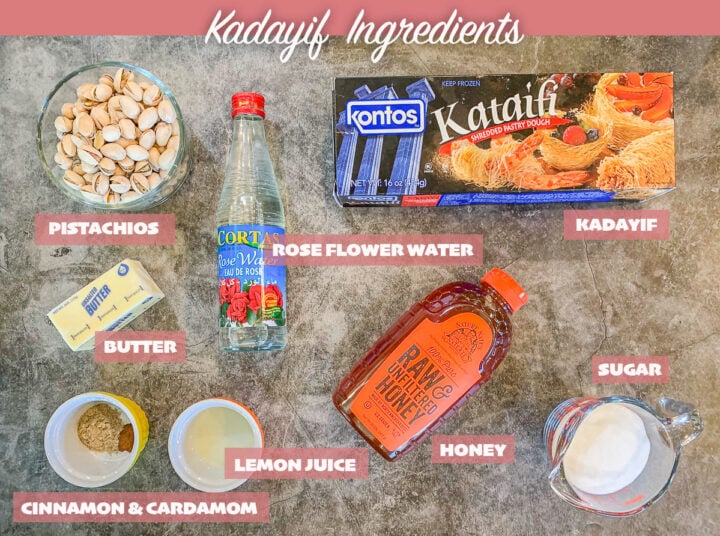 ingredientes kadayif etiquetados